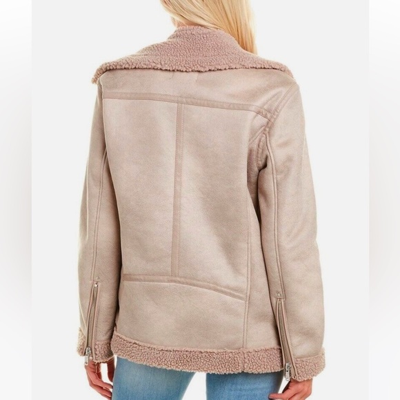 Avec Les Filles Moto Jacket with Sherpa. Color Dove, Size Small - Picture 2 of 6